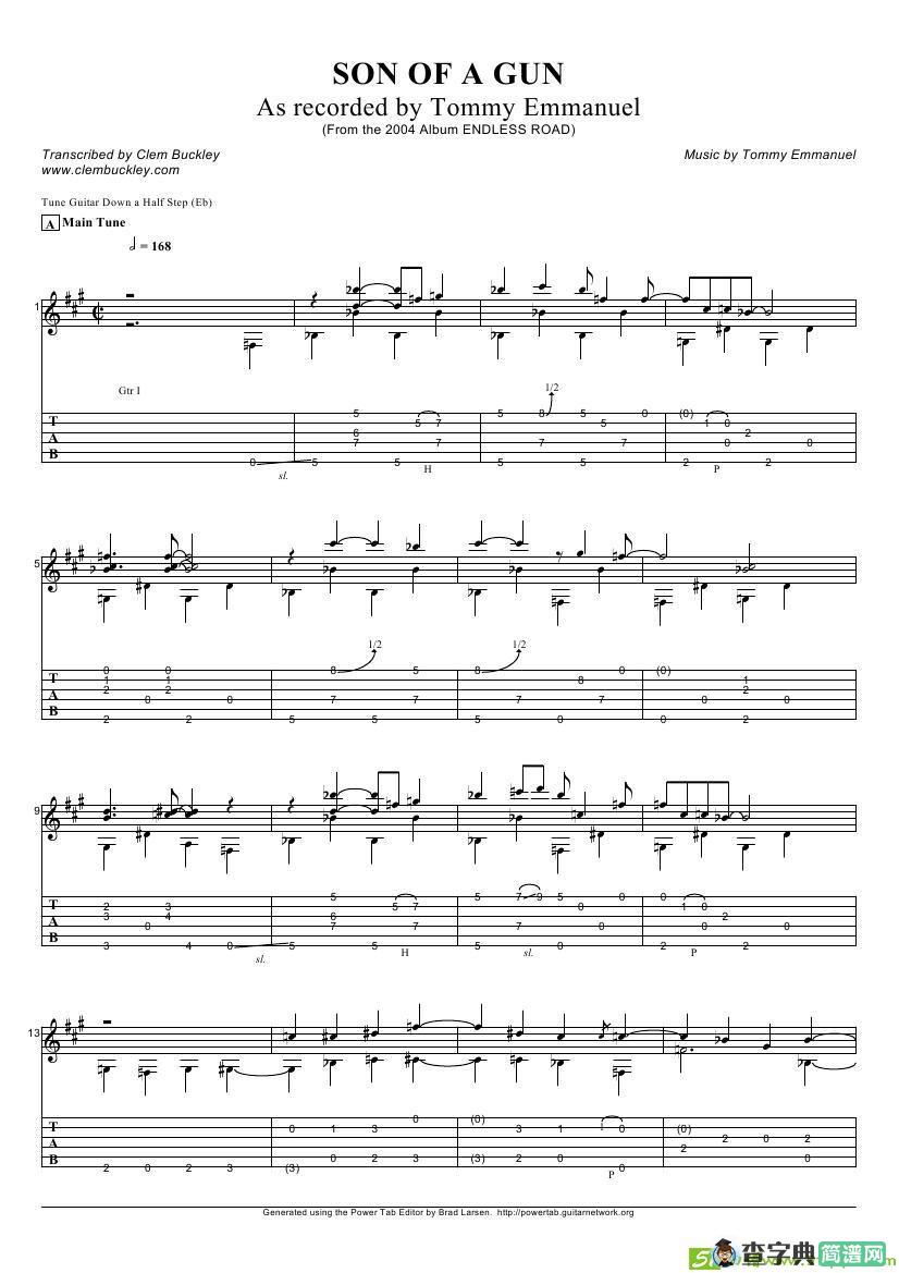 tommy emmanuel：son of a gun吉他谱