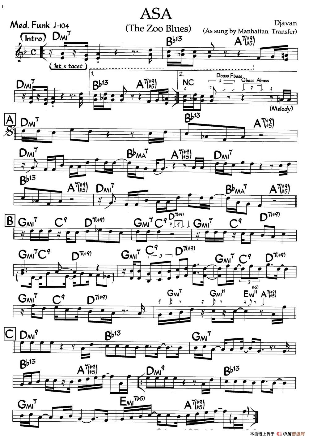 ASA（爵士钢琴曲）钢琴谱