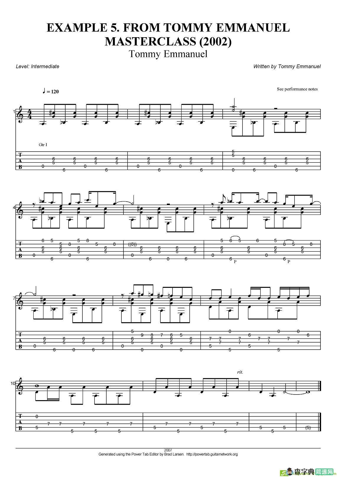 tommy emmanuel：masterclass example-5吉他谱