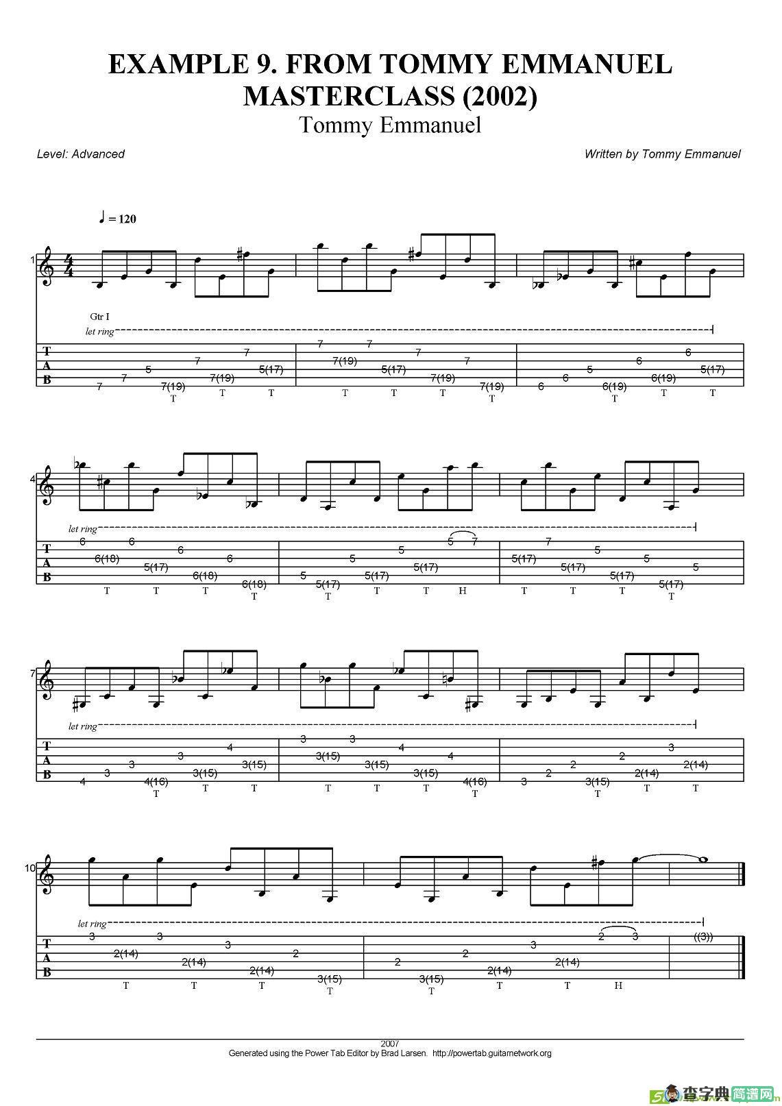 tommy emmanuel：masterclass example-9吉他谱