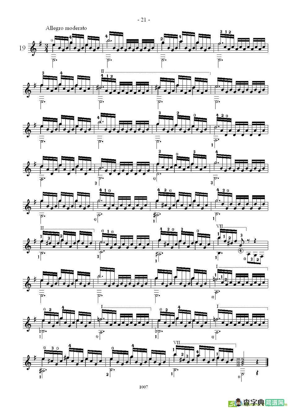 卡尔卡席25首练习曲之16——20吉他谱