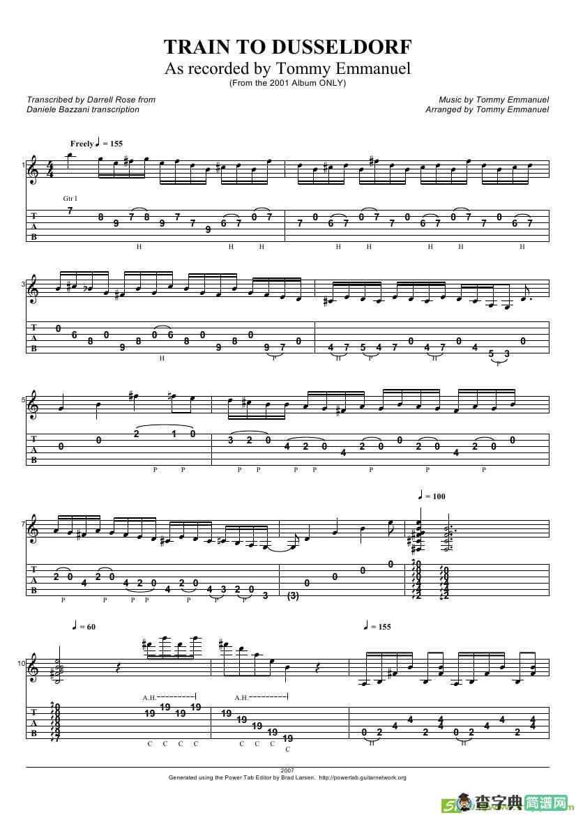 tommy emmanuel：train to dusseldorf吉他谱