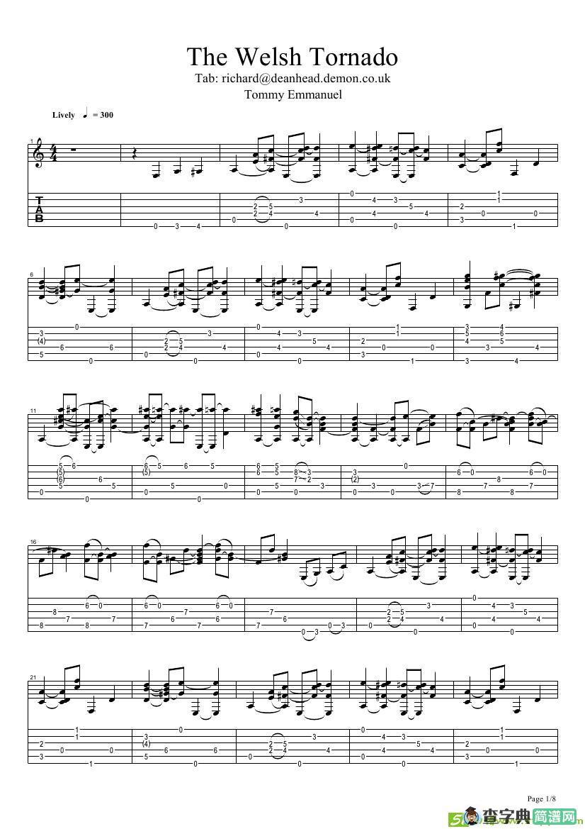 tommy emmanuel：the welsh tornado吉他谱