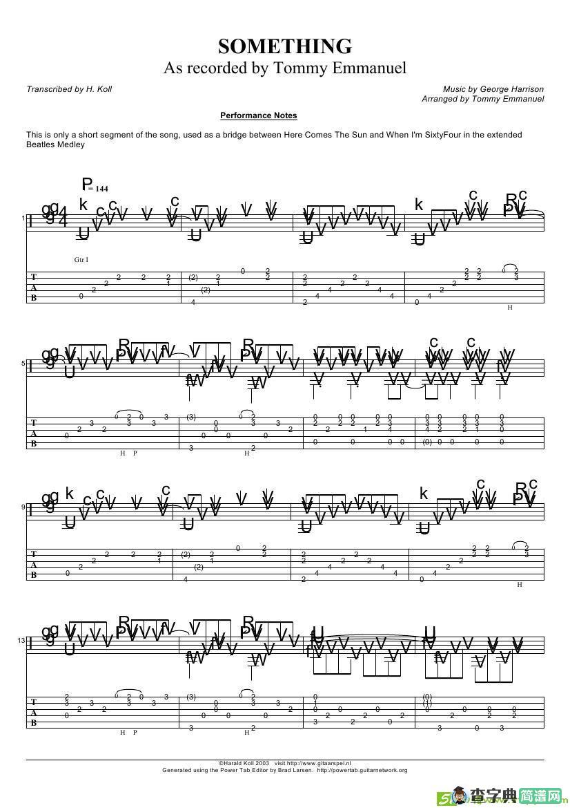 tommy emmanuel：something吉他谱
