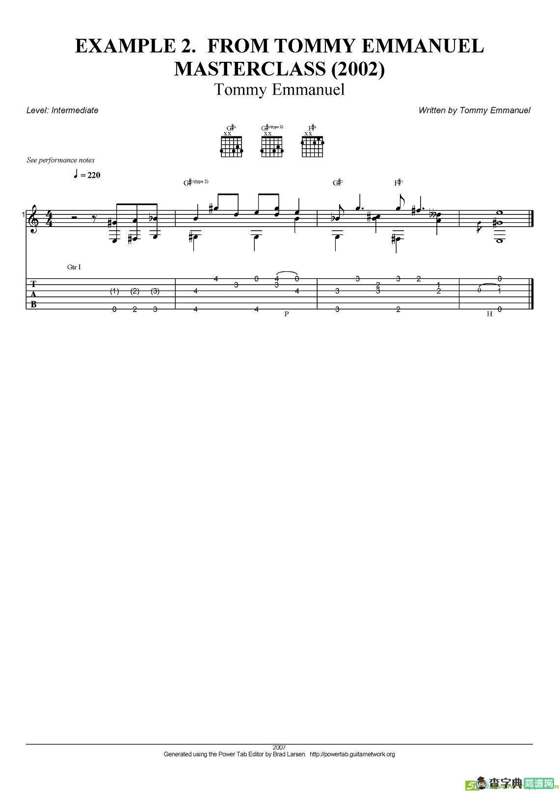 tommy emmanuel：masterclass example-2吉他谱