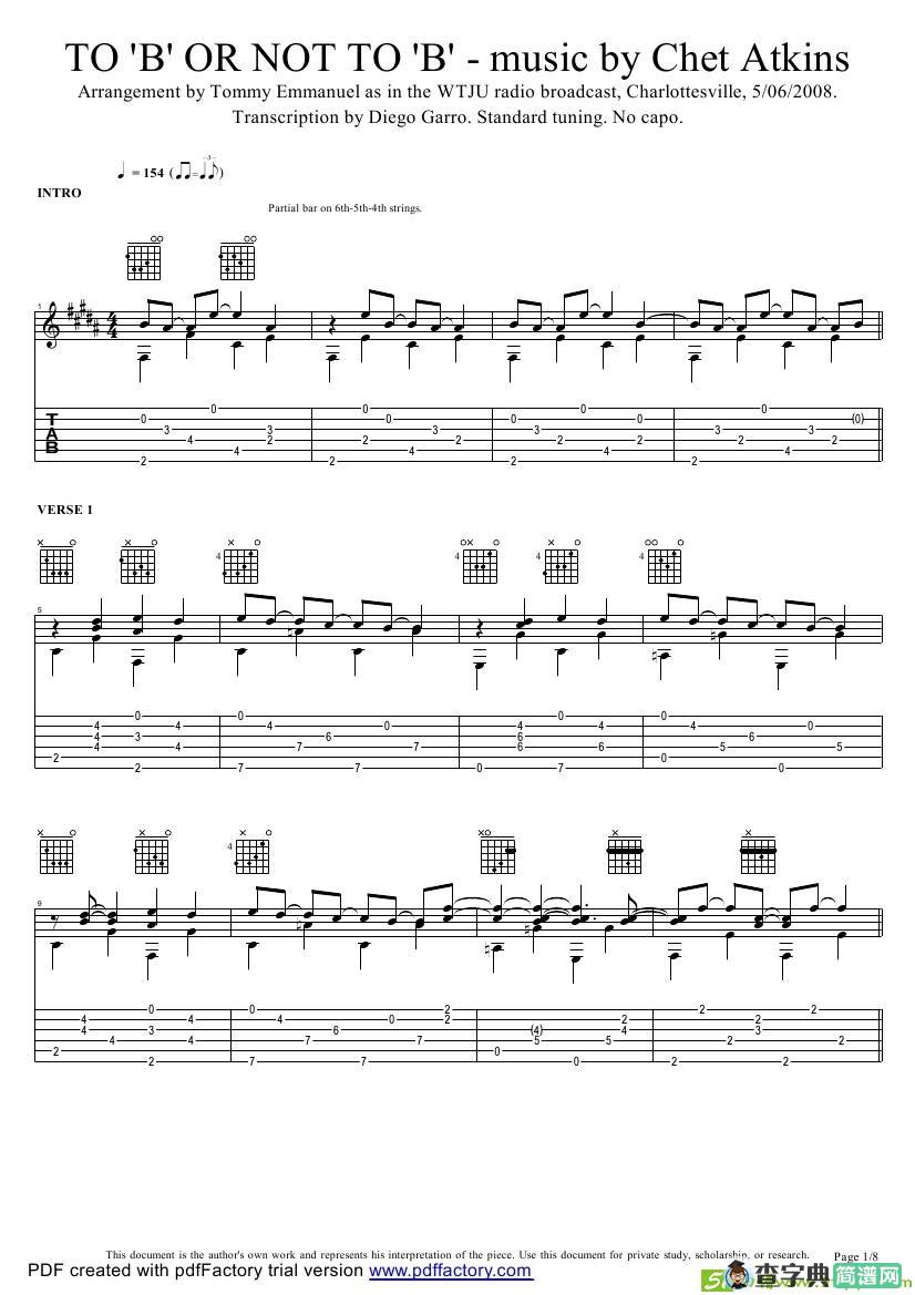 tommy emmanuel：to b or not to b wtju broadcast version吉他谱