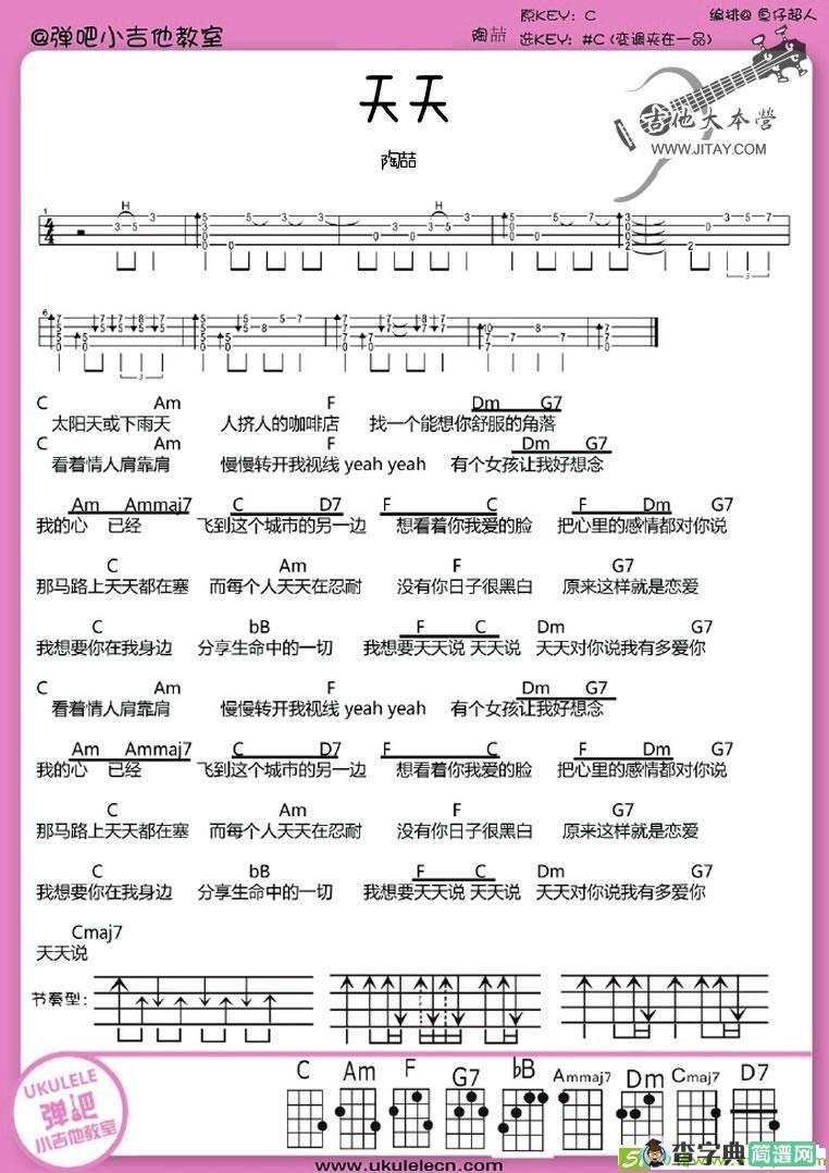 天天吉他曲谱(陶喆作曲)