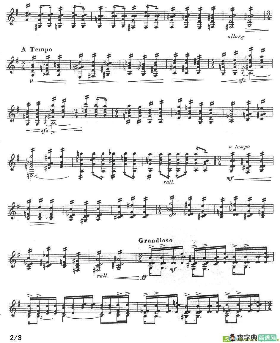 练习曲第四号吉他曲谱([巴西]维拉·罗伯斯作曲)
