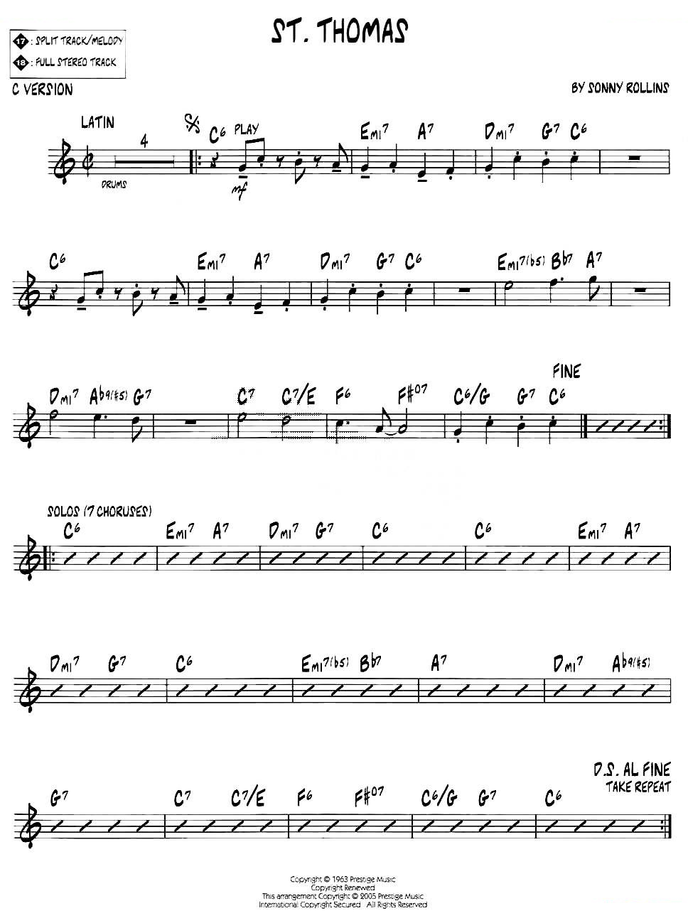 ST. THOMAS（jazz系列萨克斯谱）萨克斯谱