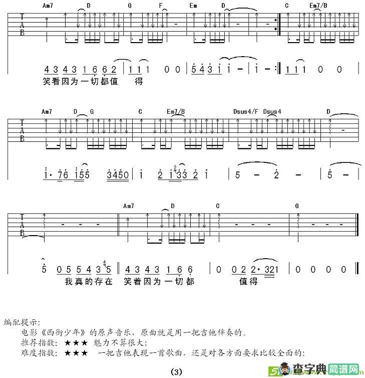 存在吉他谱(周传雄作曲,5566演唱)