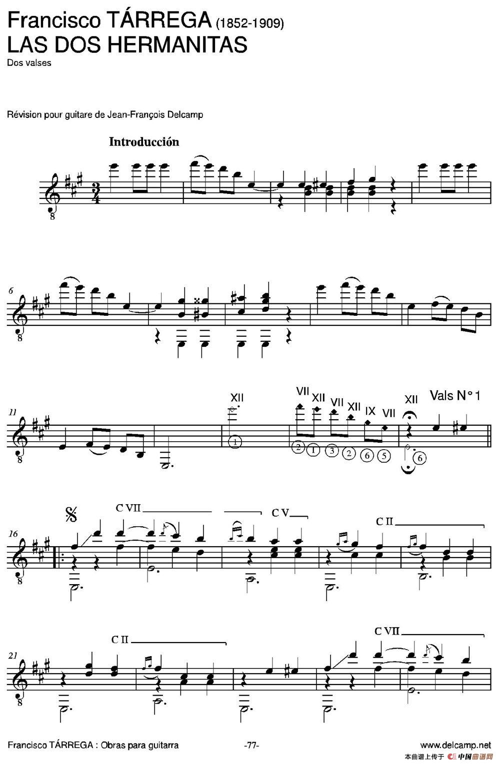 LAS DOS HERMANITAS(Dos valses)（古典吉他）吉他谱
