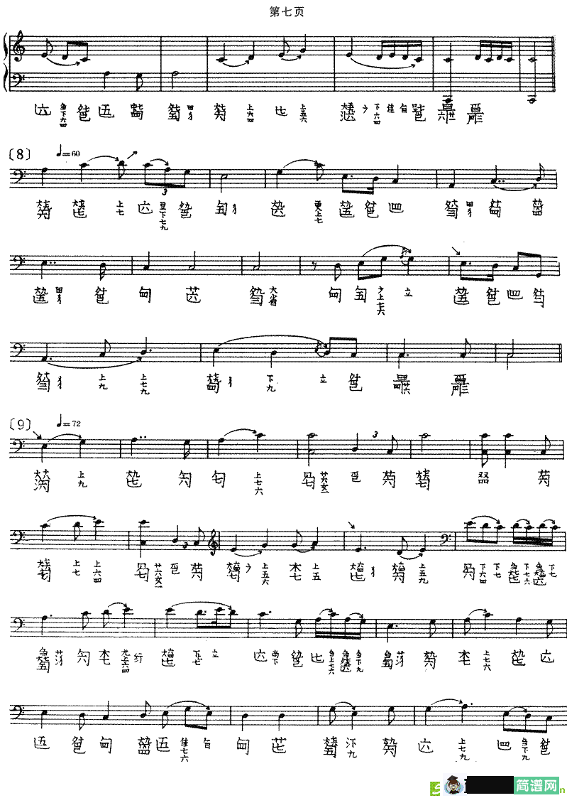 墨子悲丝古筝古琴谱(徐元白演唱)