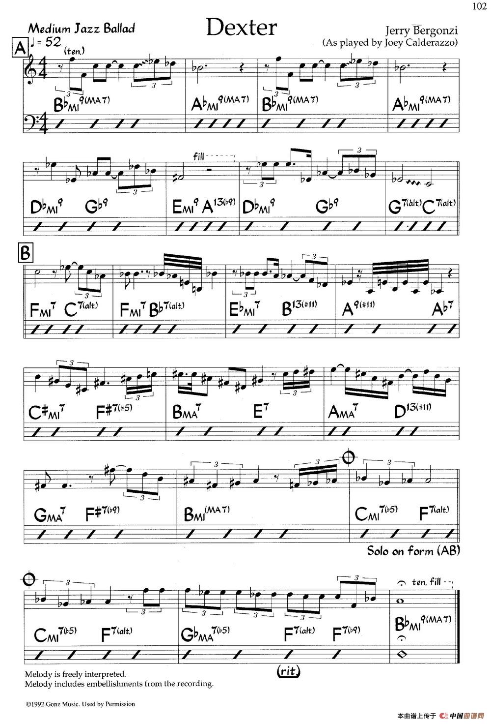 Dexter（爵士钢琴曲）钢琴谱