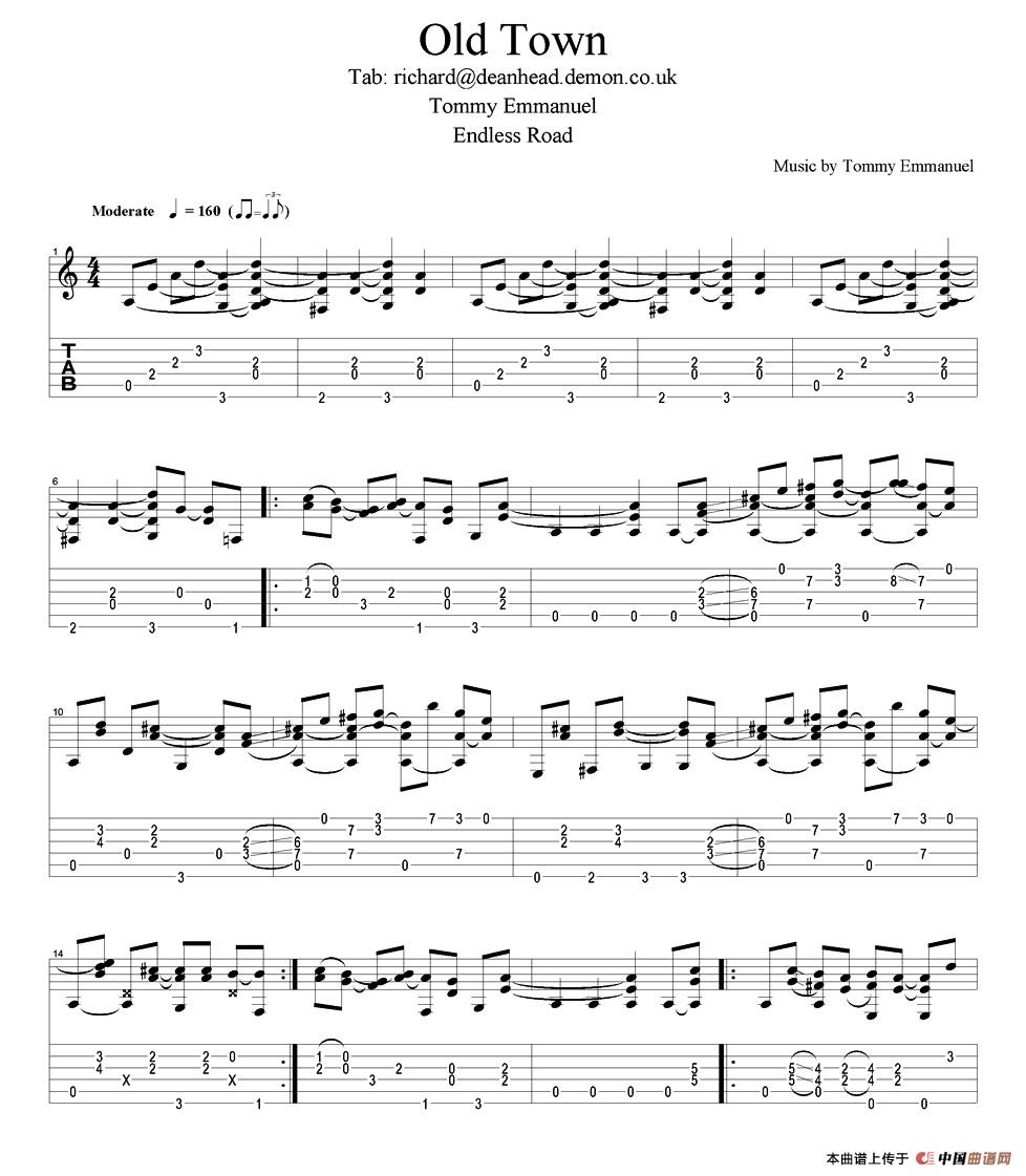 tommy emmanuel：old town（指弹吉他）吉他谱