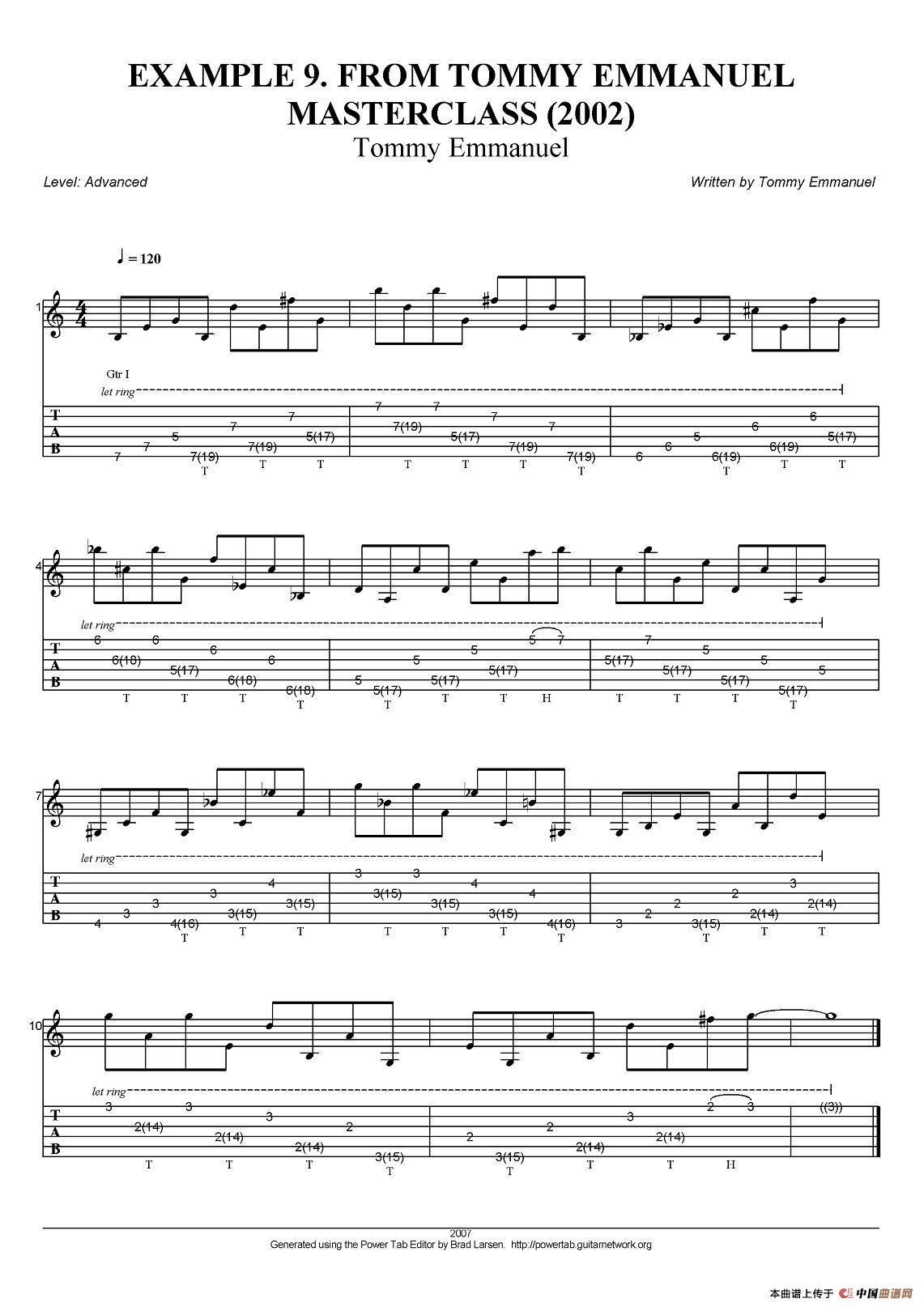 tommy emmanuel：masterclass example-9（指弹吉他）吉他谱
