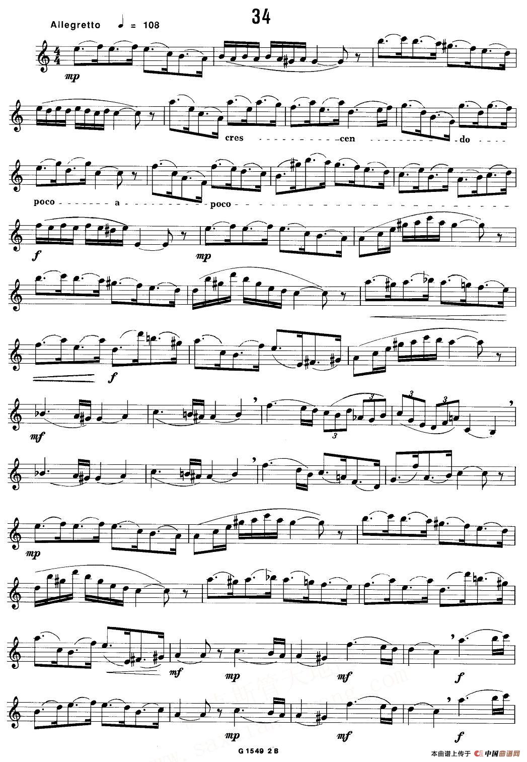 50首经典萨克斯管练习曲（32—41）萨克斯谱