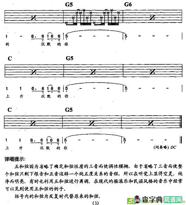 蓝吉他谱(罗大佑作曲,罗大佑演唱)