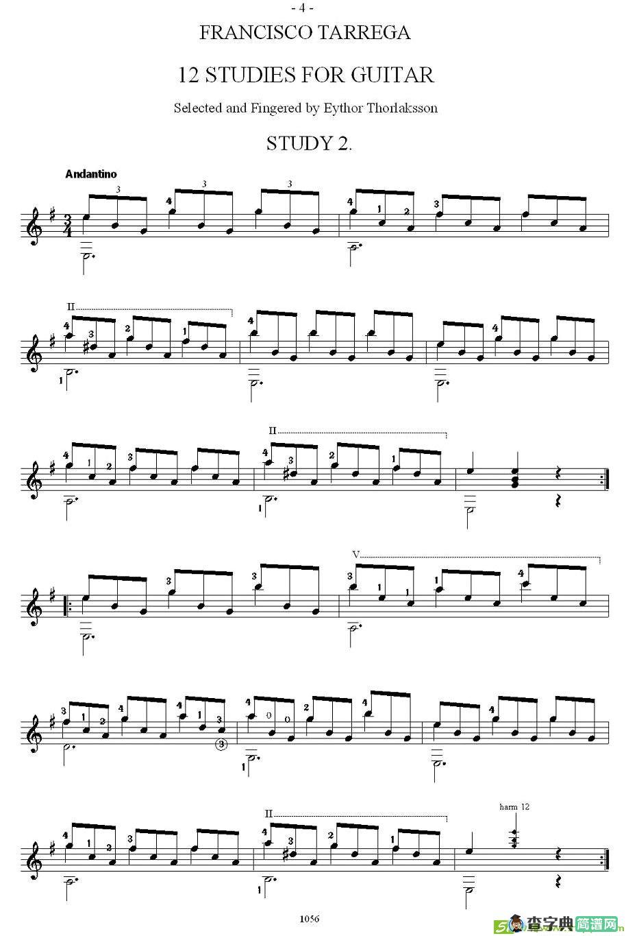 他雷加12首练习曲之2吉他谱