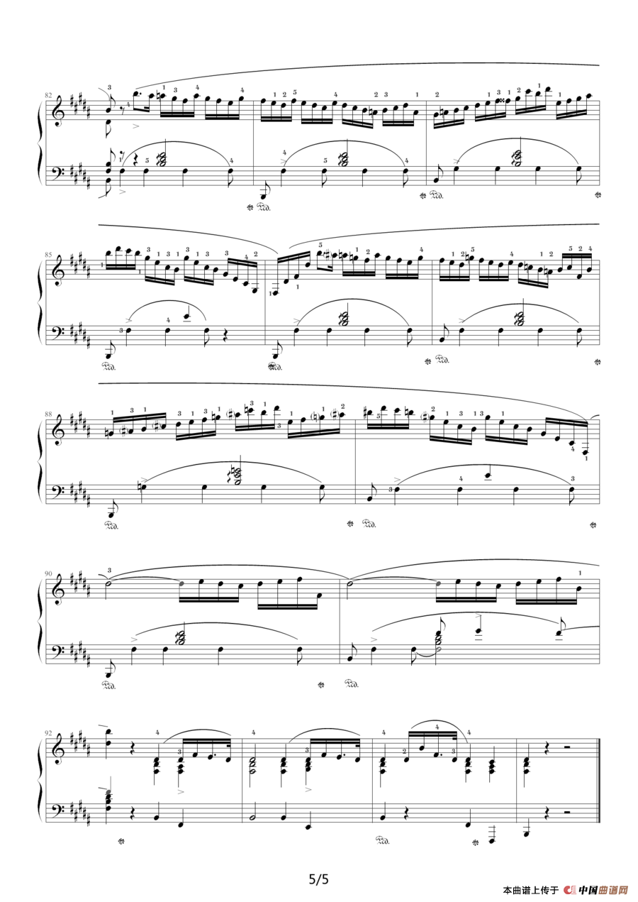 B大调夜曲，Op.62,No.1（肖邦第17号夜曲）钢琴谱