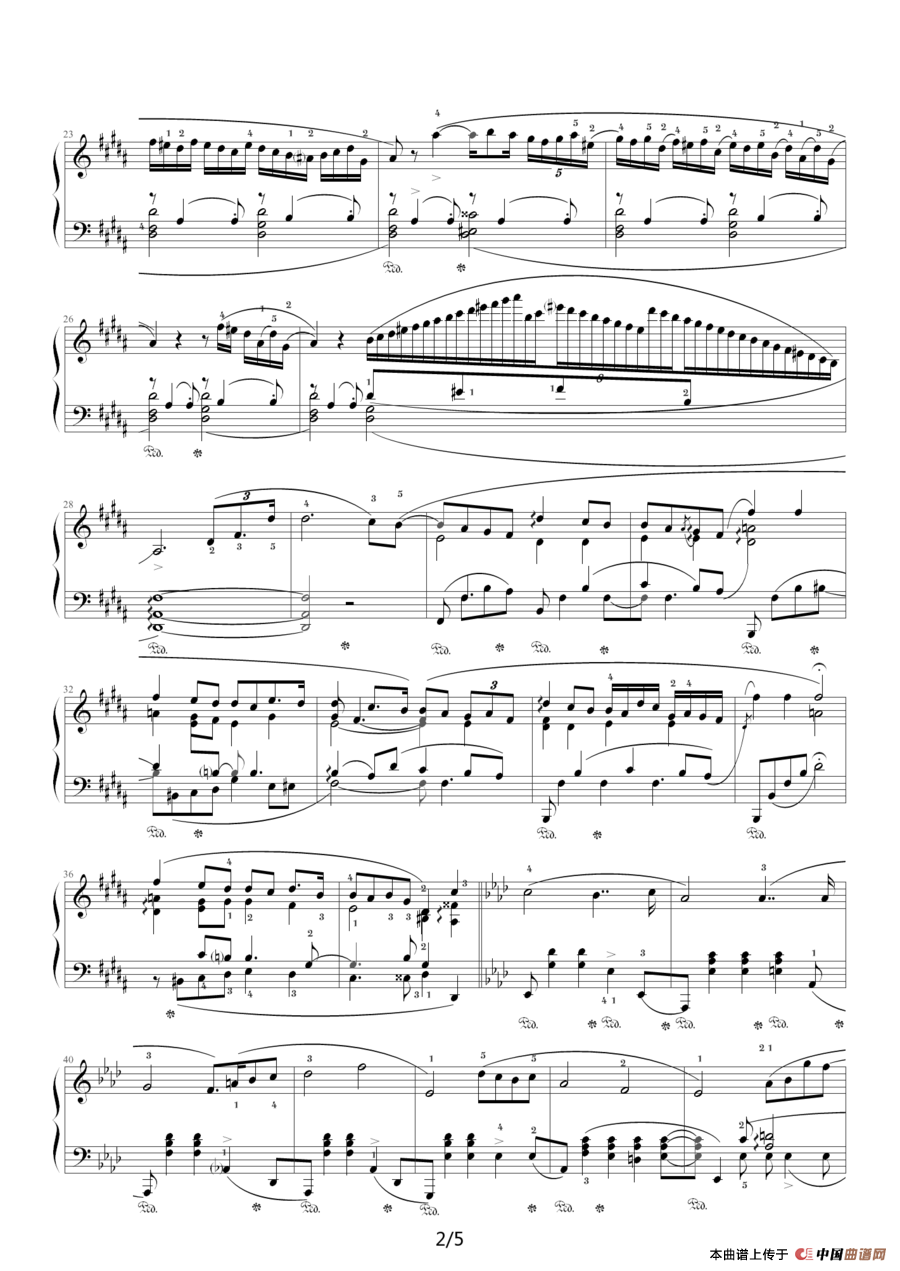 B大调夜曲，Op.62,No.1（肖邦第17号夜曲）钢琴谱