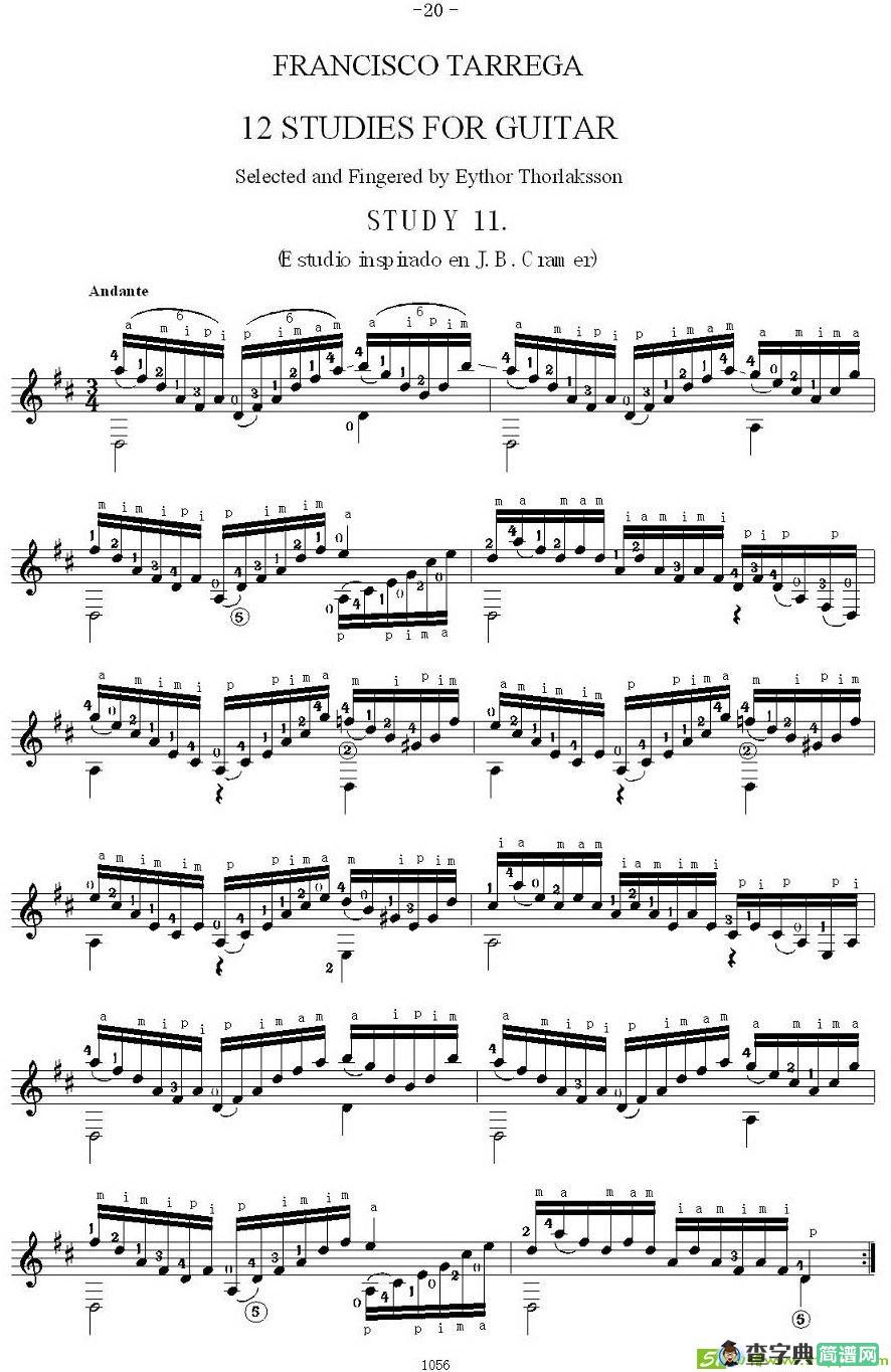 他雷加12首练习曲之11吉他谱