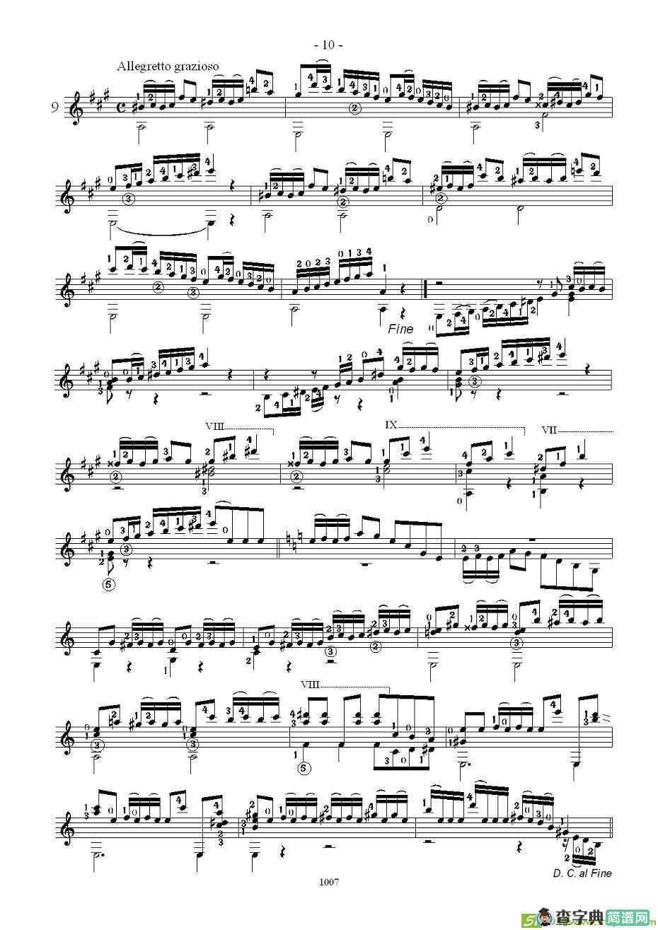 卡尔卡席25首练习曲之6——10吉他谱