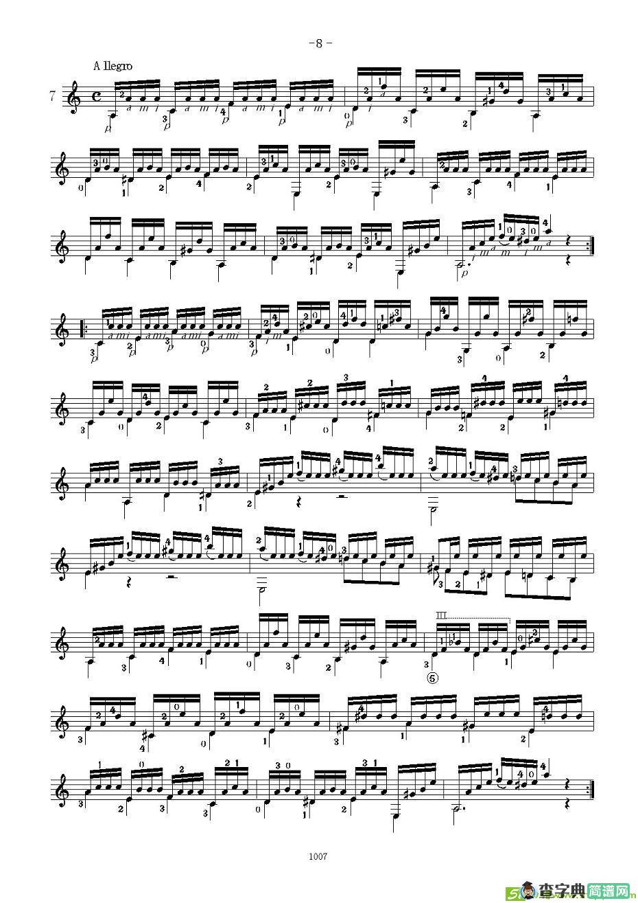 卡尔卡席25首练习曲之6——10吉他谱