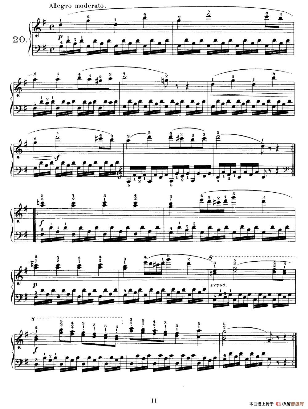 One Hundred and Ten Easy and Progressive Exercises Op.453（车尔尼110首简易练习曲 11——20）钢琴谱