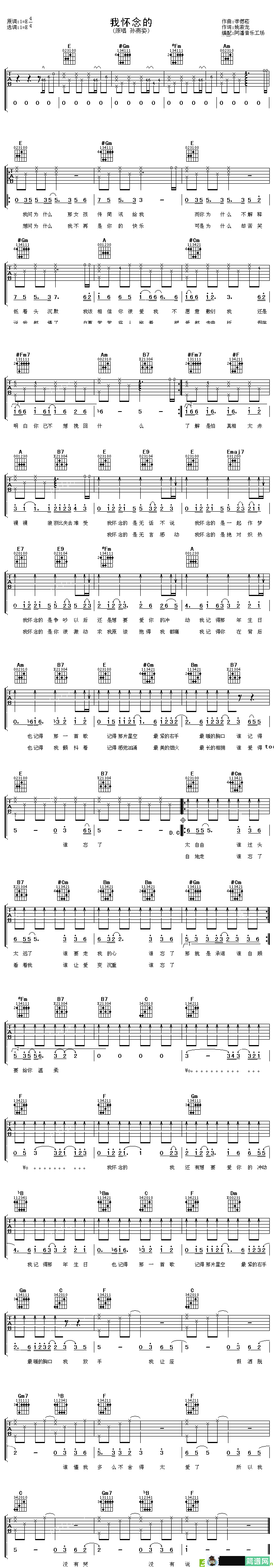我会怀念的吉他谱(李偲菘作曲,孙燕姿演唱)