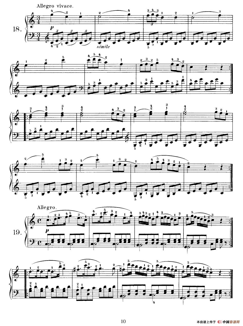 One Hundred and Ten Easy and Progressive Exercises Op.453（车尔尼110首简易练习曲 11——20）钢琴谱