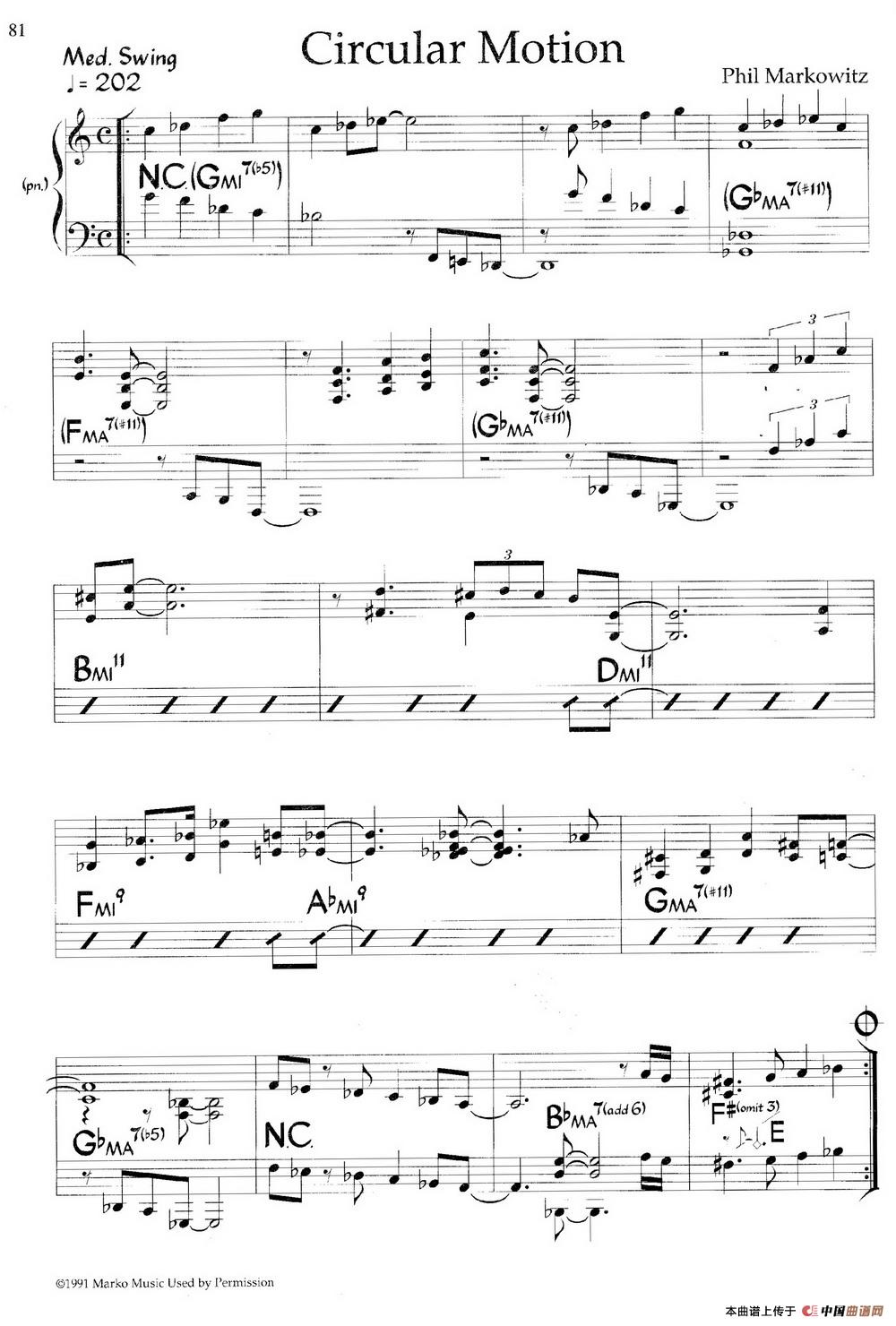 Circular Motion（爵士钢琴曲）钢琴谱