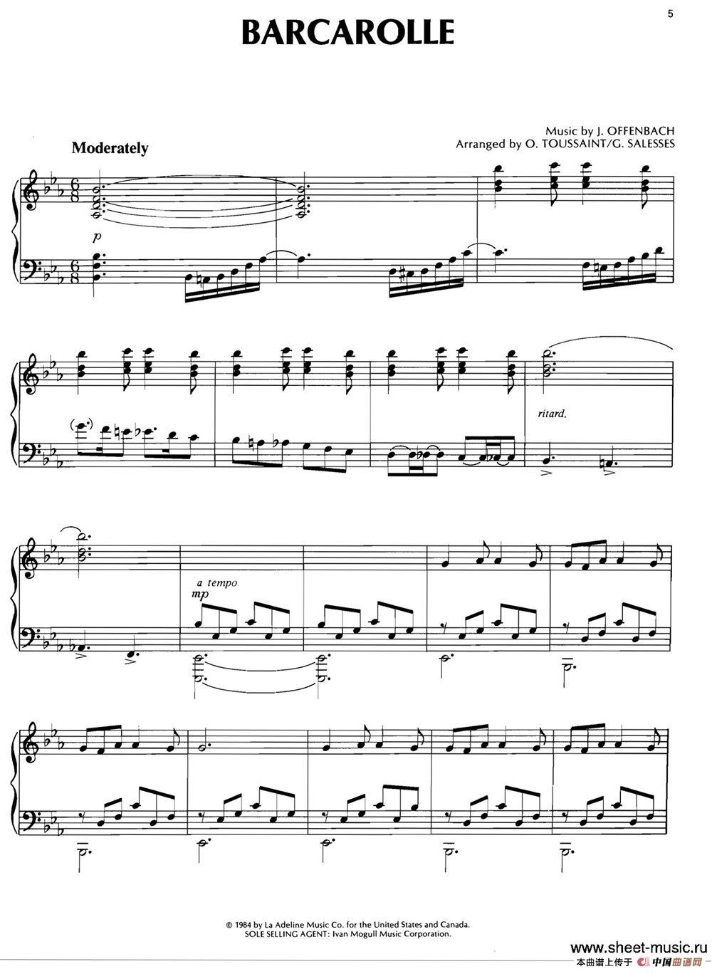 BARCAROLLE钢琴谱