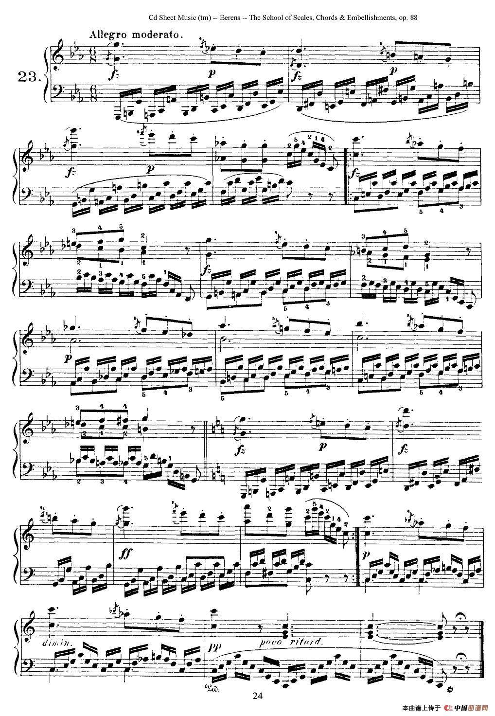 贝伦斯28首钢琴（和弦及装饰音）练习曲（21—24）钢琴谱