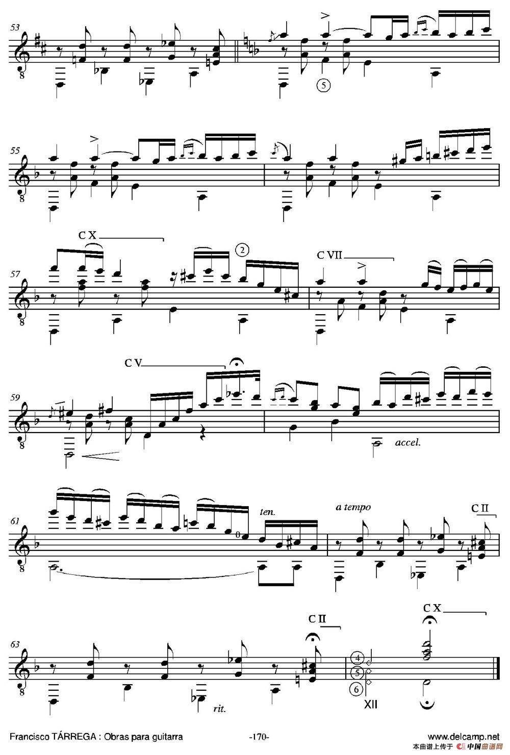 CAPRICHO ARABE(Serenata AI eminente maestro D. Tomas Breton)（古典吉他）吉他谱