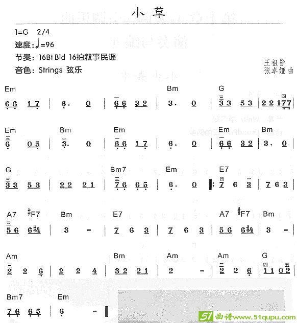 小草电子琴谱