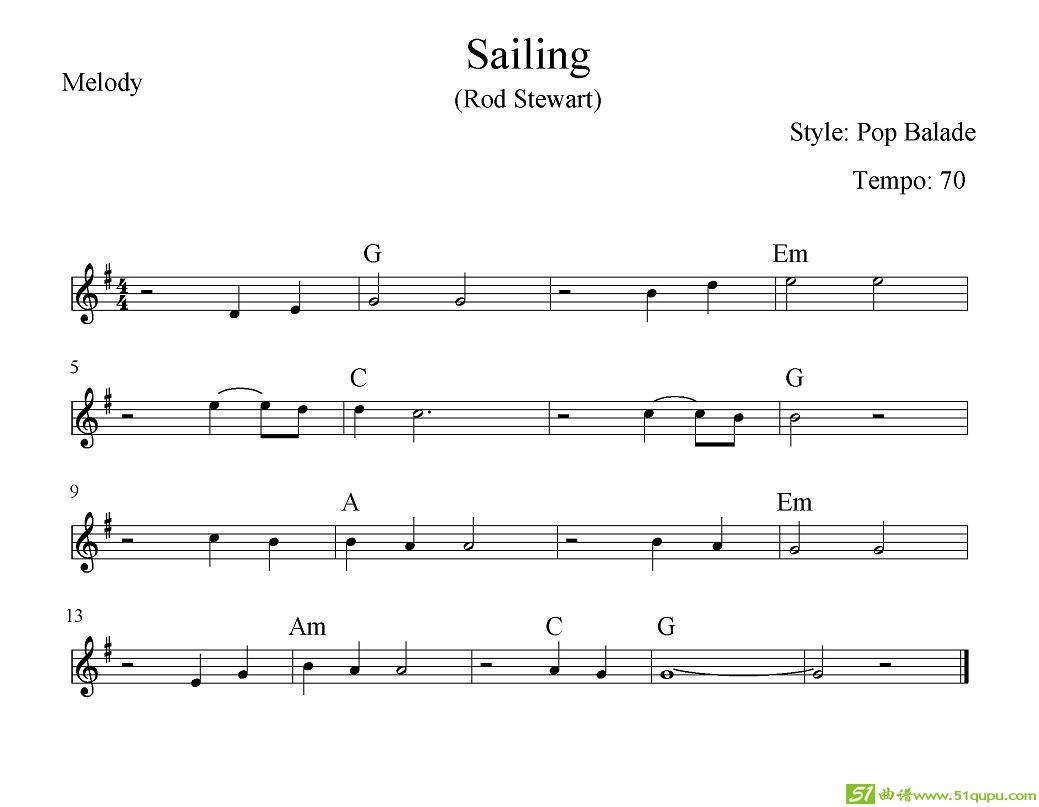 Sailing（远航）电子琴谱