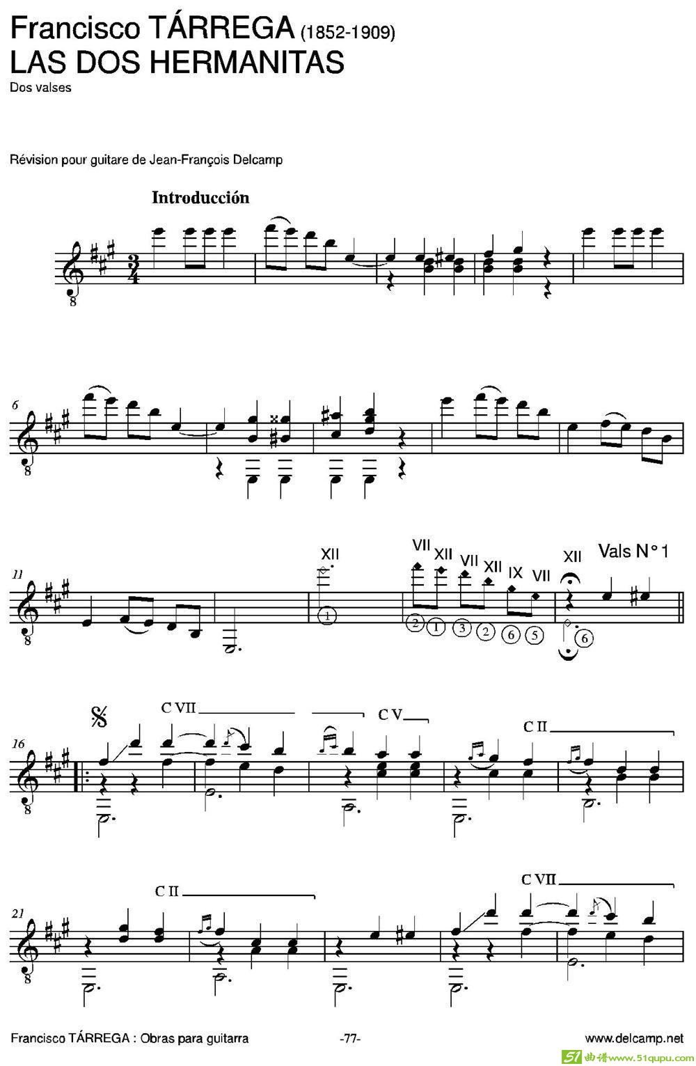LASDOSHERMANITAS(Dosvalses)（古典吉他）吉他谱