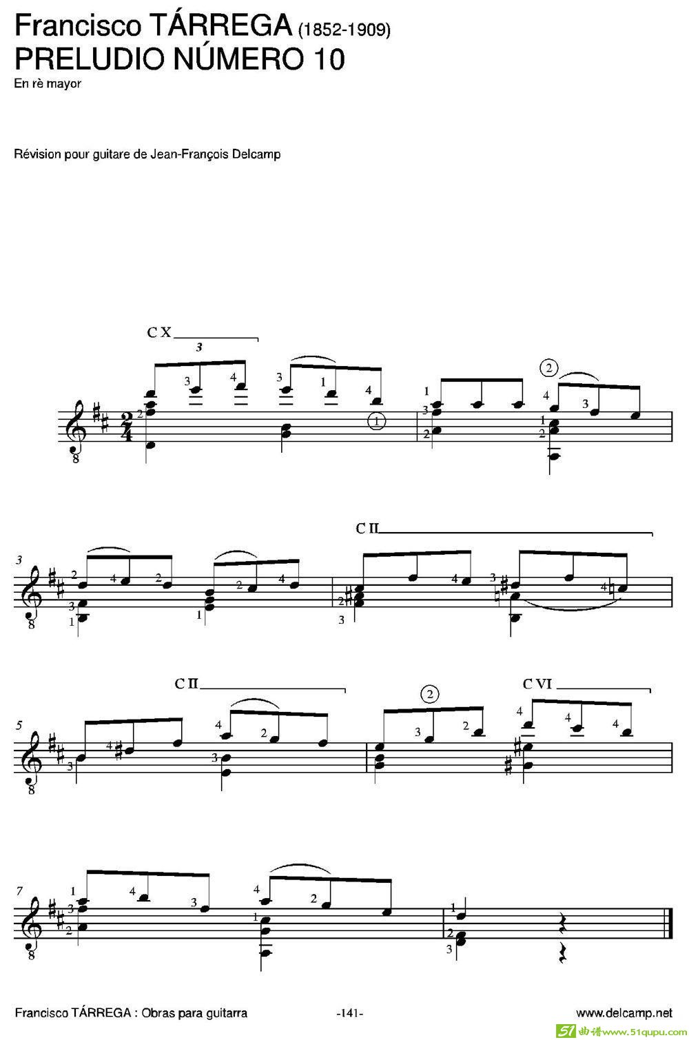 PRELUDIONUMERO10(Enremayor)（古典吉他）吉他谱