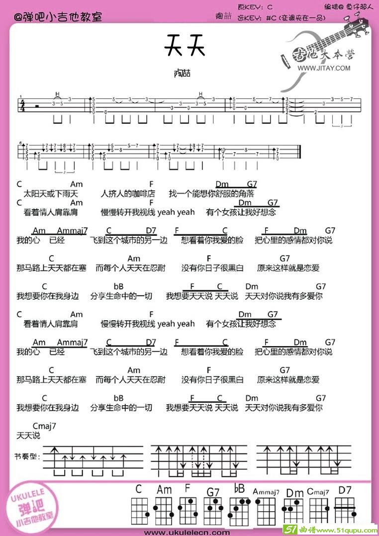 天天吉他曲谱(陶喆作曲)