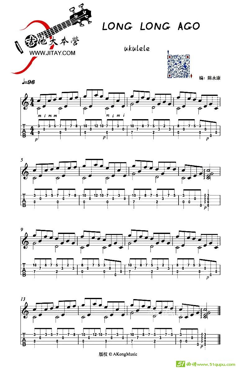 Long Long Ago(多年以前)吉他曲谱