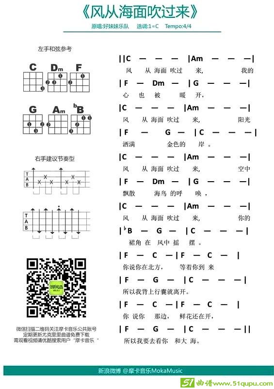 风从海面吹过来吉他曲谱(好妹妹乐队演唱)