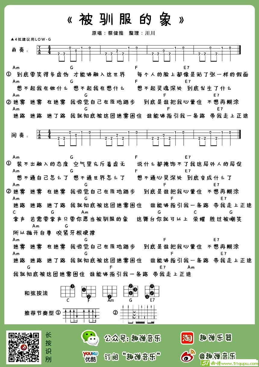 被驯服的象吉他谱