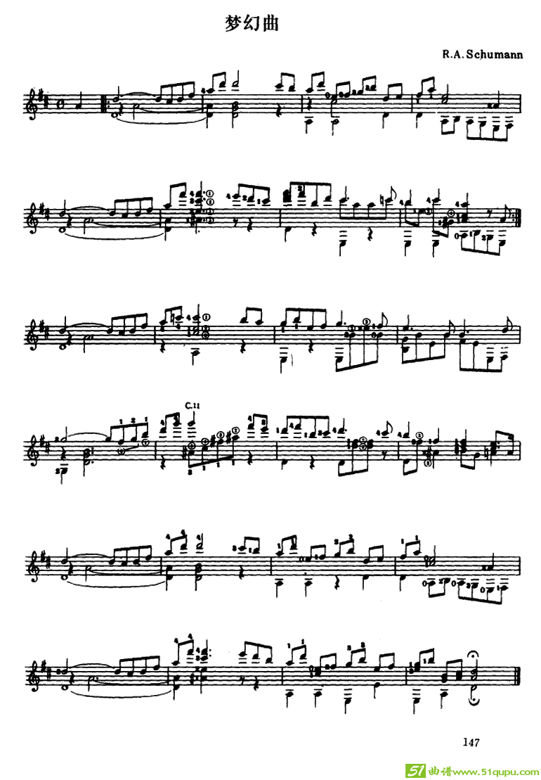 梦幻曲（古典吉它）吉他谱