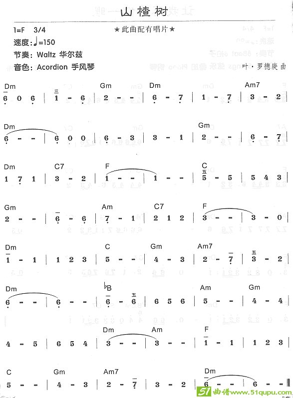 山楂树电子琴谱