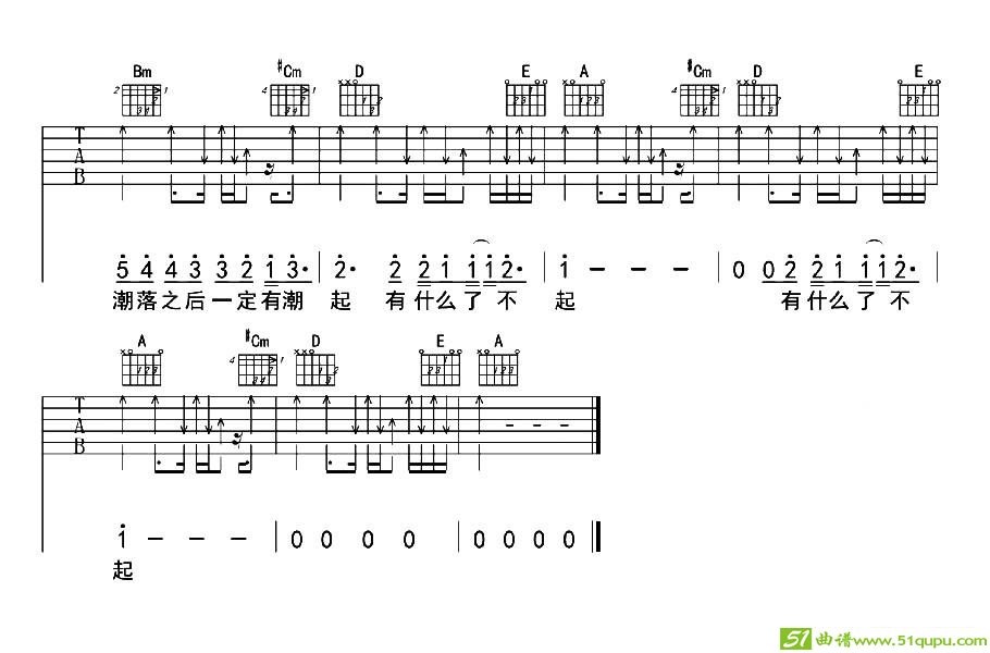 人生海海吉他曲谱(阿信作曲,五月天演唱)