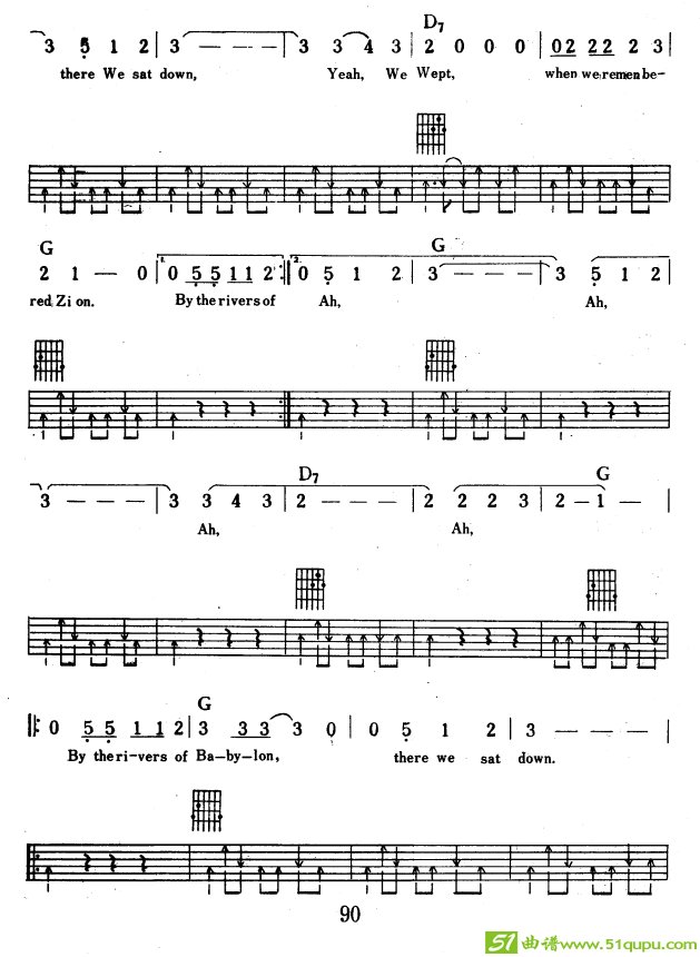 巴比伦河吉他曲谱（Rivers of Babylon）