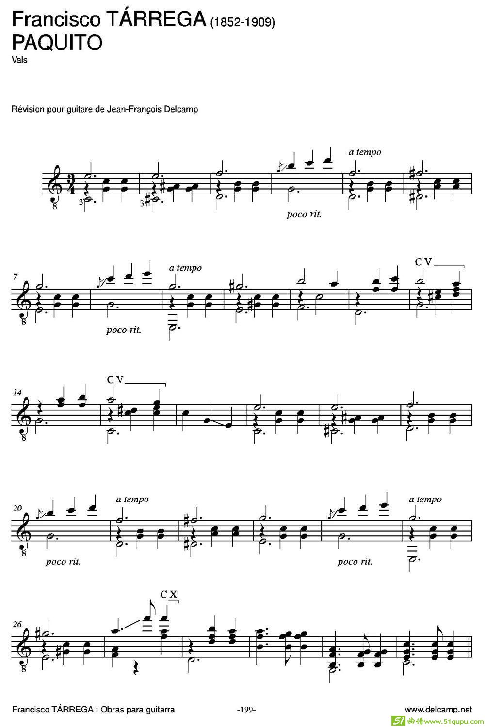 PAQUITO(Vals)（古典吉他）吉他谱