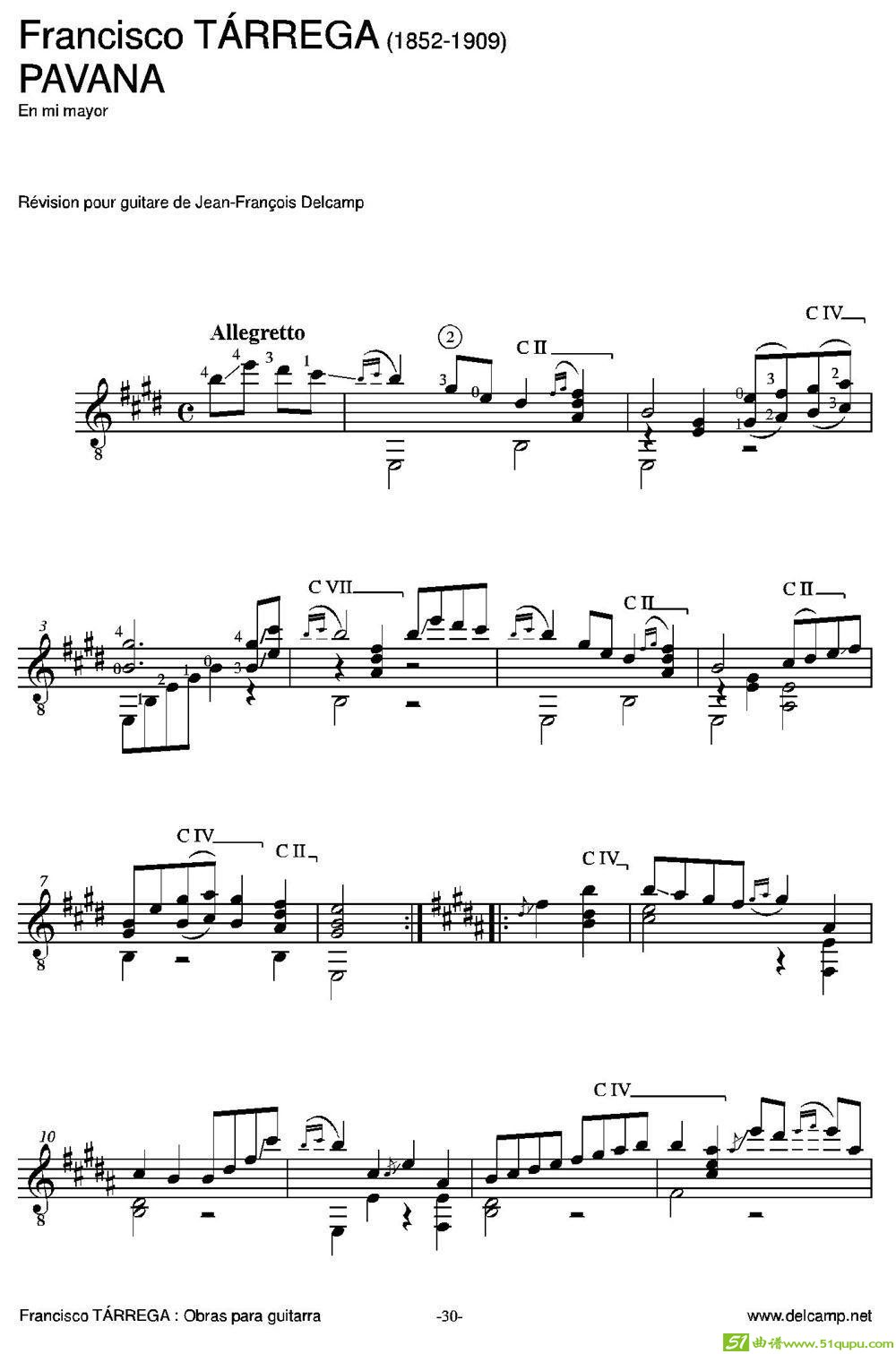 PAVANA（古典吉他）吉他谱