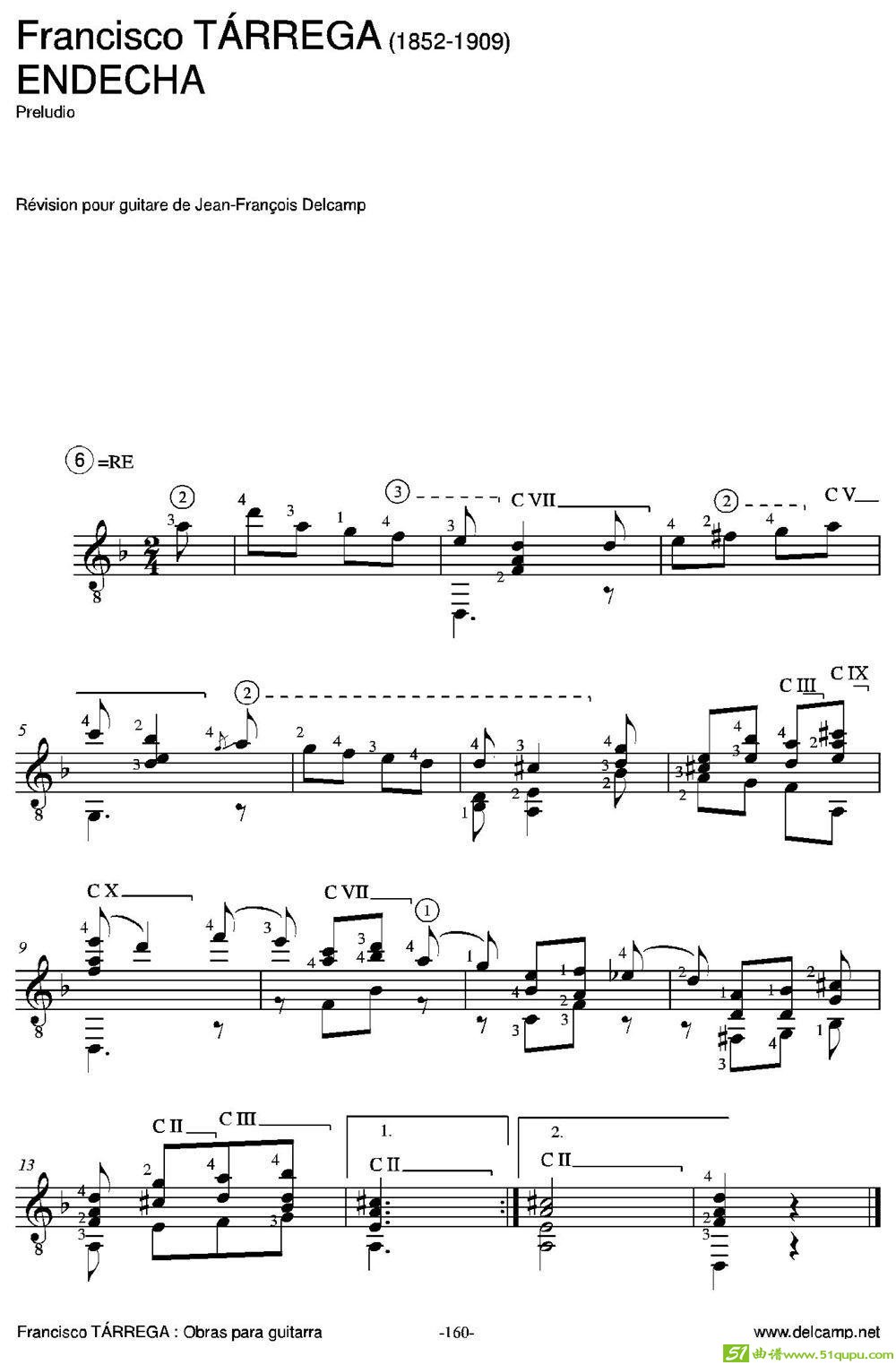 ENDECHA(Preludio)（古典吉他）吉他谱