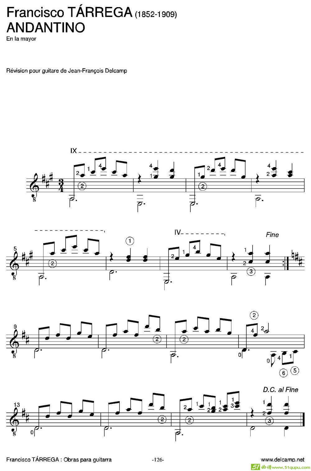 ANDANTINO(Enlamayor)（古典吉他）吉他谱